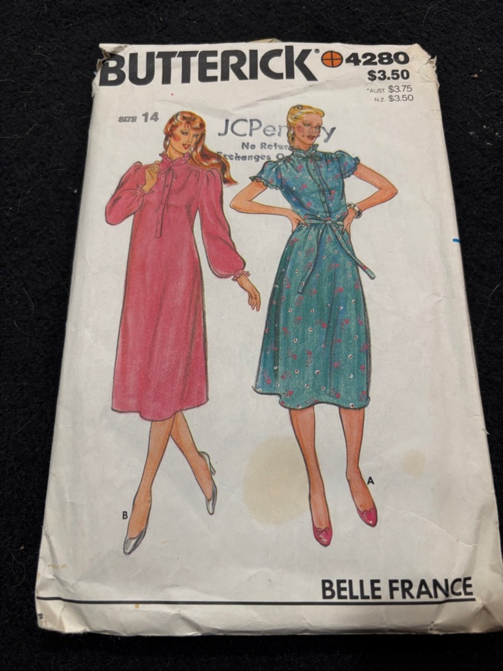 Butterick Belle France Women's Pink & Teal Vintage Dress Pattern